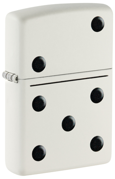 Зажигалка ZIPPO Домино с белым матовым покрытием | Domino Design White Matte, латунь/сталь, белая, м