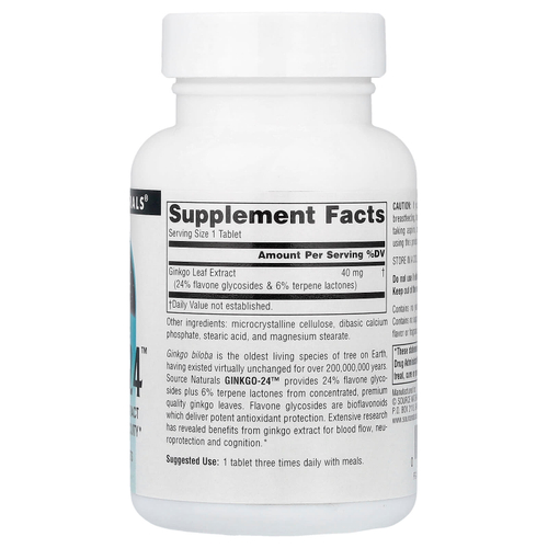 Source Naturals, Ginkgo-24™, 40 мг, 120 таблеток