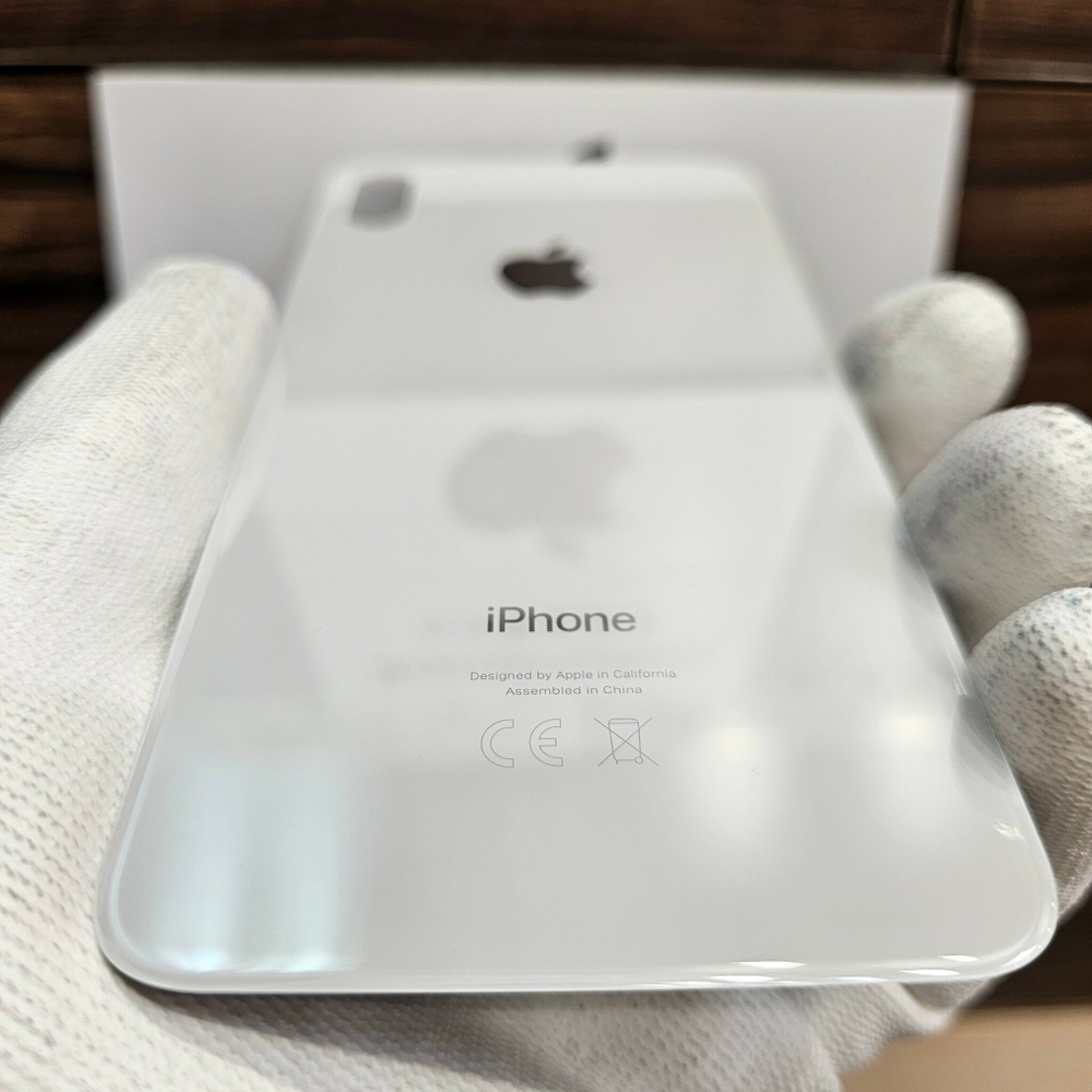 Крышка для iPhone XS Max - задняя стеклянная панель "премиум качество" (белого цвета)