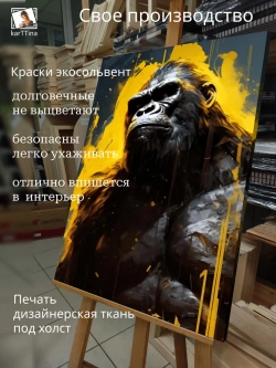 Картина Горилла в фокусе на стену 50x70см 1шт.