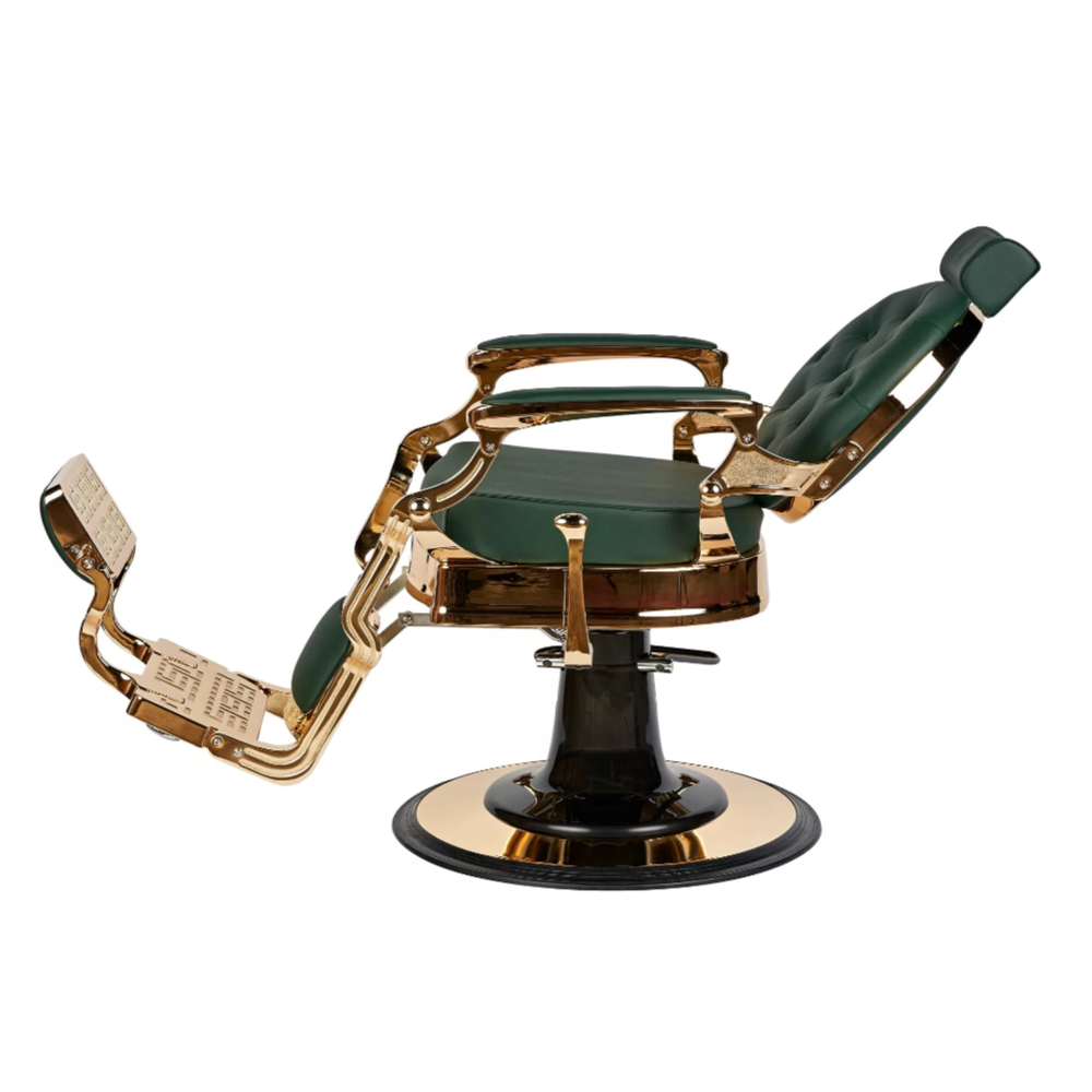 Кресло мужское Барбер BUZZ Gold Green VIP02