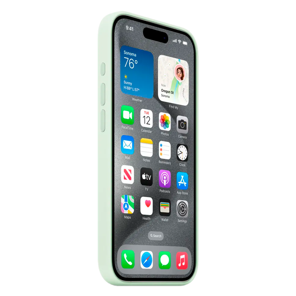 Силиконовый чехол с поддержкой MagSafe Apple Silicone Case для iPhone 15 Pro, Soft Mint (Пастельно-мятный)