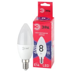 Лампа светодиодная ЭРА RED LINE LED B35-8W-865-E14 R 8Вт свеча холодный дневной свет Е14 | Лампы cветодиодные Свеча (B/C)