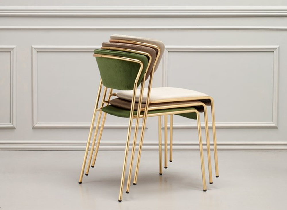 Стул с обивкой Scab Design Lisa, сатинированная латунь, зеленый