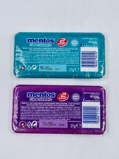 MENTOS набор освежающих пастилок с цинком (2 шт. по 21 г) CleanBreath интенсивная мята и лесные ягоды, без сахара, 42 г, Турция