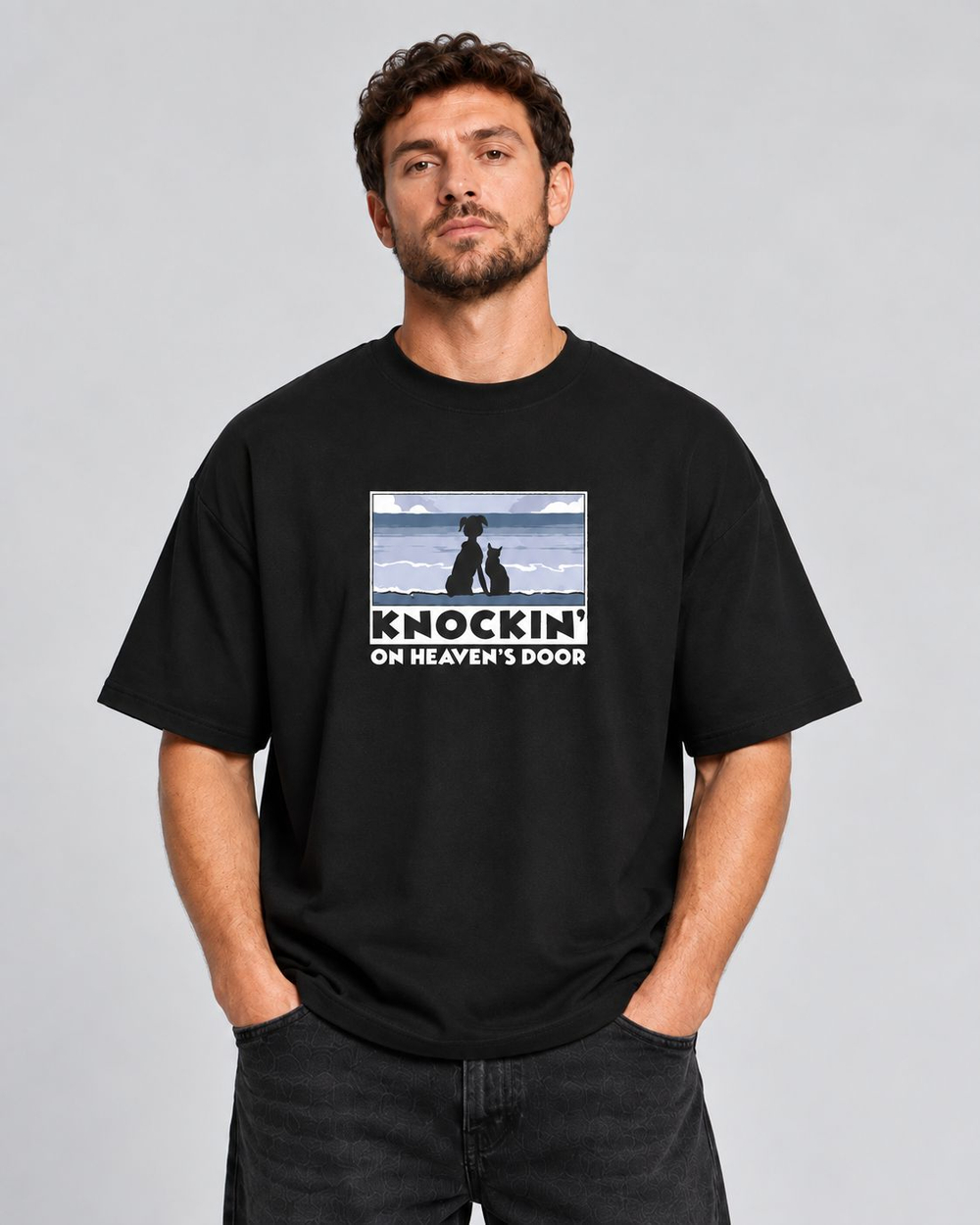 Футболка oversize ДОСТУЧАТЬСЯ ДО НЕБЕС черная