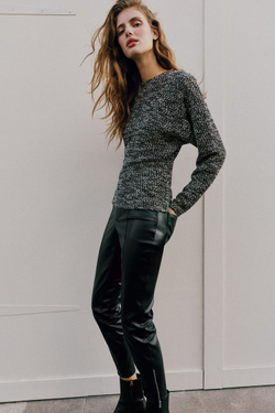 ZARA ТОП БУКЛЕ, БЕЛЫЙ/ЧЕРНЫЙ