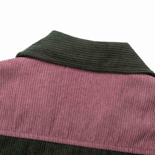 Рубашка Velvet Color block Zip Серая/Темно-зеленая/Пурпурная - фото 5