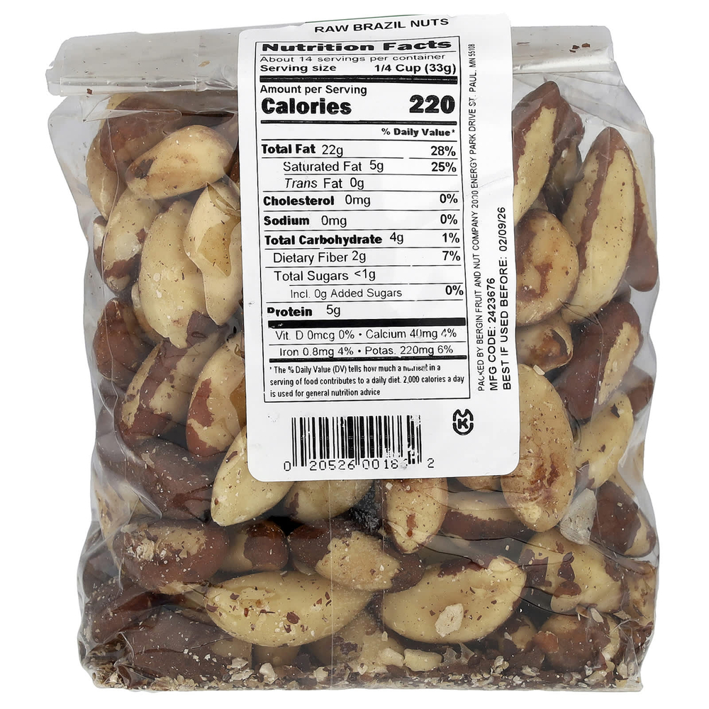 Bergin Fruit and Nut Company, Сырые цельные бразильские орехи, 16 унций