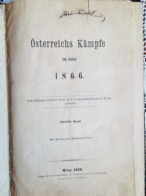 "Osterreichs Kampfe im Jahre 1866 (Австрийские бои в 1866 г.)" Tome 1, 2, 5.  1867 г.
