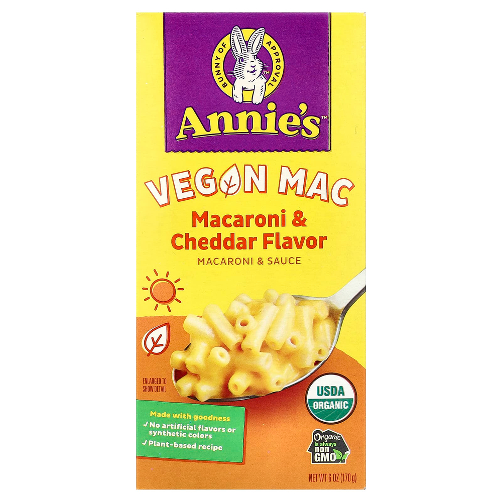 Annie's Homegrown, веганские макароны, макароны с чеддером, 170 г (6 унций)