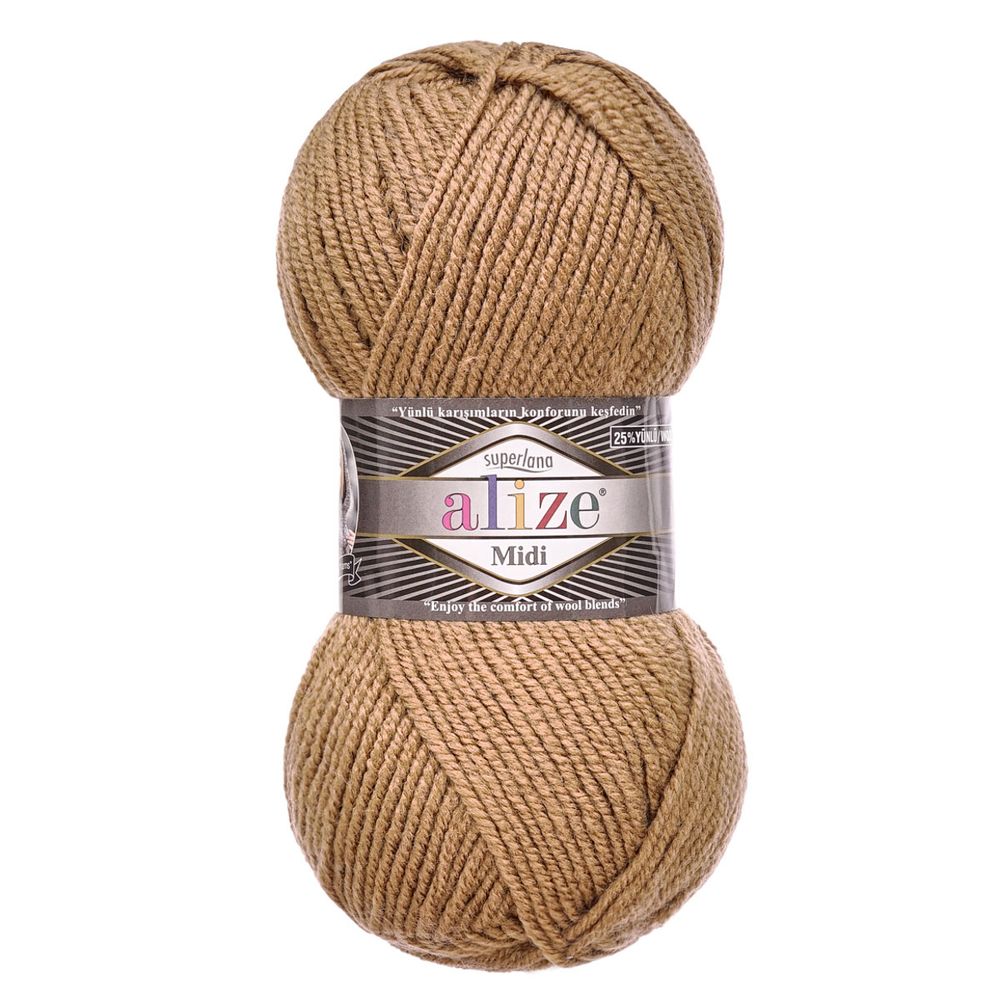 Пряжа Alize (Ализе) Superlana Midi / уп.5 мот. по 100 г, 170м, 466 темно-бежевый А