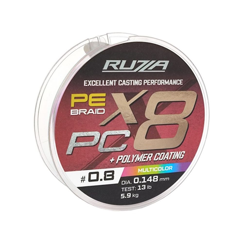 RUZZA Шнур X8 PC 150м Multicolor 0,148мм 5,9кг/13lb