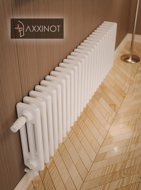 Axxinot Sentir 3037 - трехтрубный трубчатый радиатор высотой 370 мм, нижнее подключение с термовентилем, белый