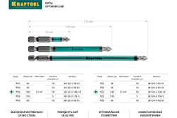 Кованые биты KRAFTOOL Optimum Line PZ3, 50 мм, (цена за 1 биту)