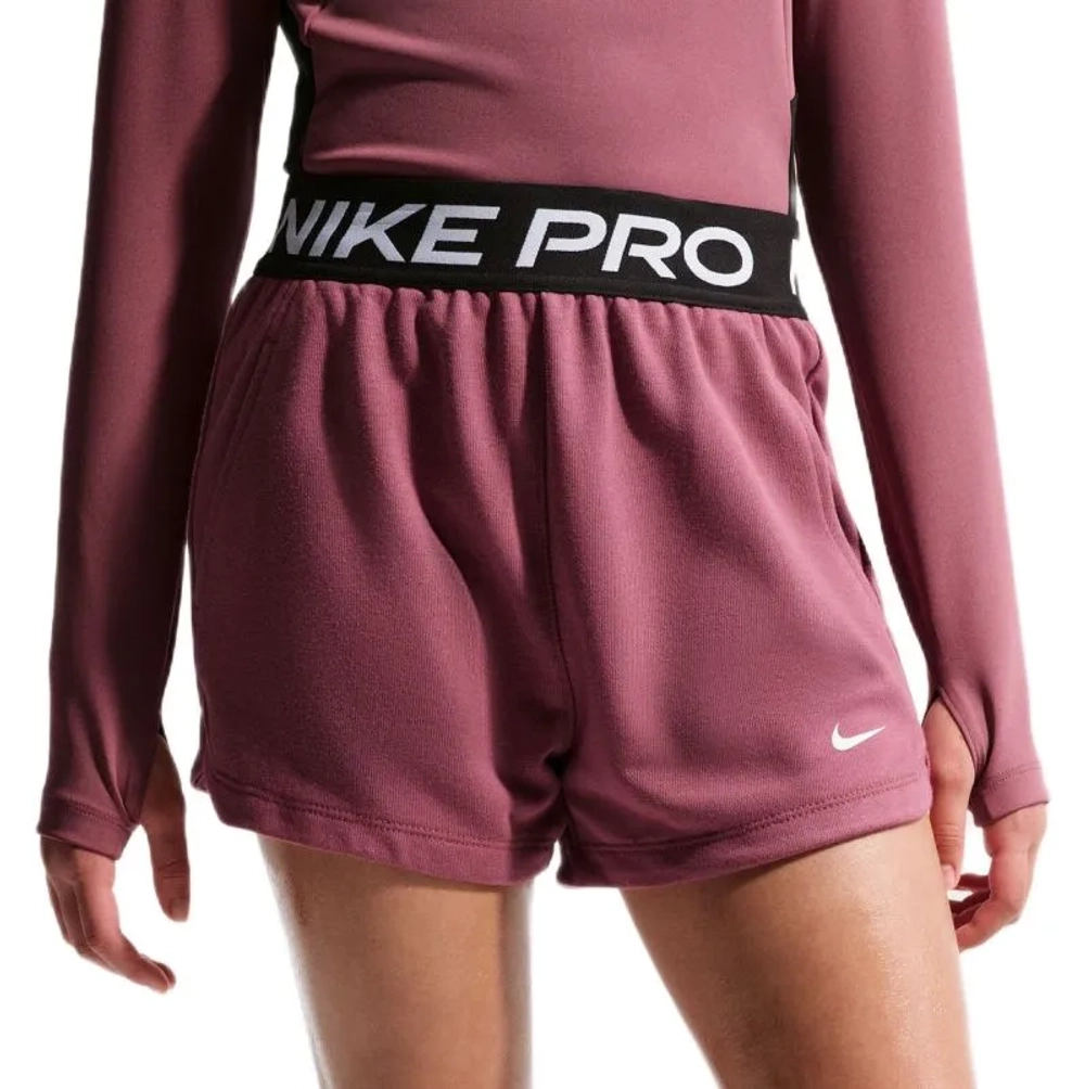 Шорты для девочки теннисные Nike Kids Pro Fleece Dri-Fit - pink smoke/pink smoke/black/white