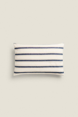 ZARA HOME ЧЕХОЛ ДЛЯ ДЕКОРАТИВНОЙ ПОДУШКИ В ПОЛОСКУ, СИНИЙ
