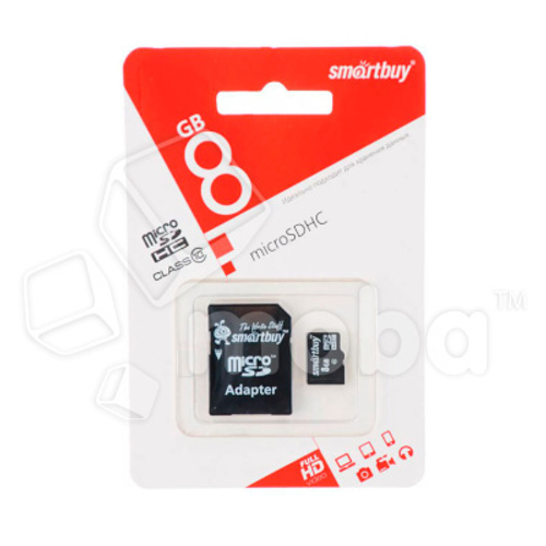 карта памяти SmartBuy 8Gb microSDHC 10cl+ ад.