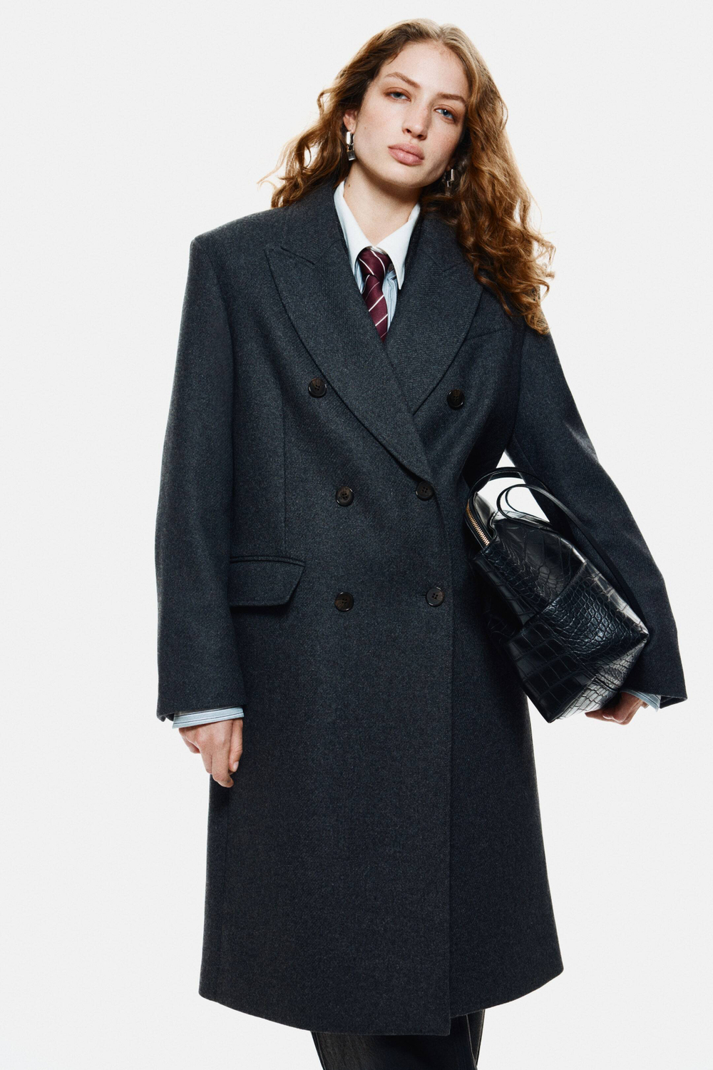 H&M Пальто из смесовой шерсти, темно-серый