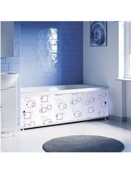 Экран под ванну Оптима Decor 1,5 // 048 геометрия квадраты голубые