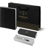 Подарочный набор: Ручка перьевая Parker Jotter Stainless Steel GT и Ежедневник недатированный черный
