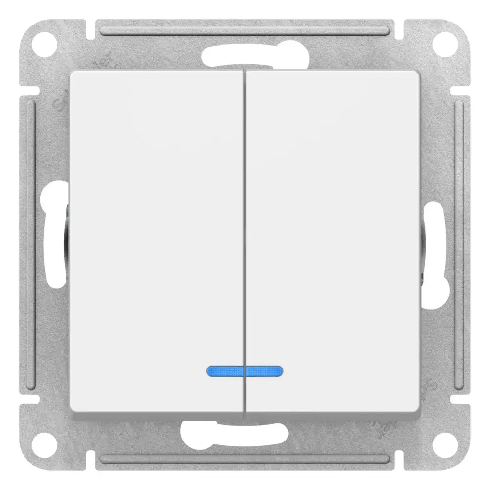 ATLASDESIGN 2-клавишный ВЫКЛЮЧАТЕЛЬ с подсветкой, сх.5а, 10АХ, механизм, ЛОТОС
