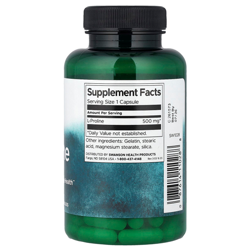 Swanson Vitamins, L-пролин, 500 мг, 100 капсул