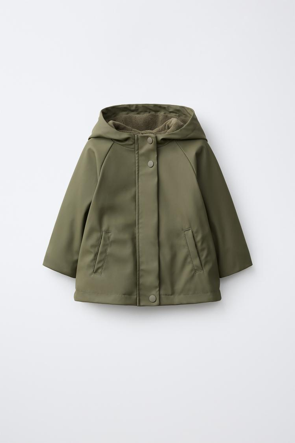 ZARA ПРОРЕЗИНЕННЫЙ ОДНОТОННЫЙ ДОЖДЕВИК WATER RESISTANT, МЯГКИЙ ЗЕЛЕНЫЙ