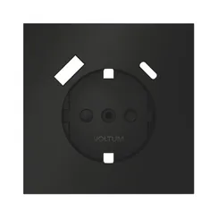 Накладка для розетки с заземлением и защитными шторками, с USB A+C Voltum S70 Черный VLS001008
