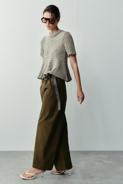 АЖУРНЫЙ ТРИКОТАЖНЫЙ ТОП С БАСКОЙ — ZARA