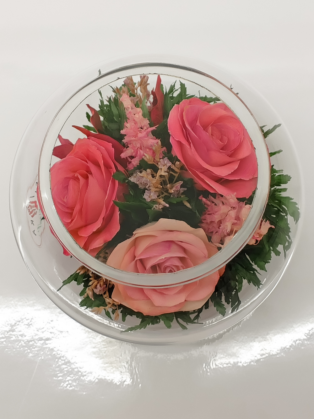 натуральные кустовые розы в стекле, вакуум