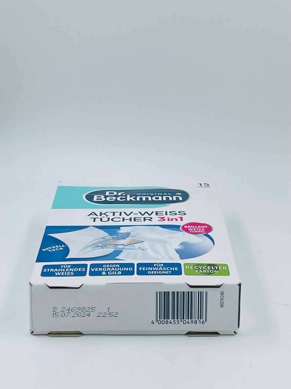 Dr. Beckmann Салфетки Active White 3в1 для белого белья, 15 салфеток в упаковке (Германия)