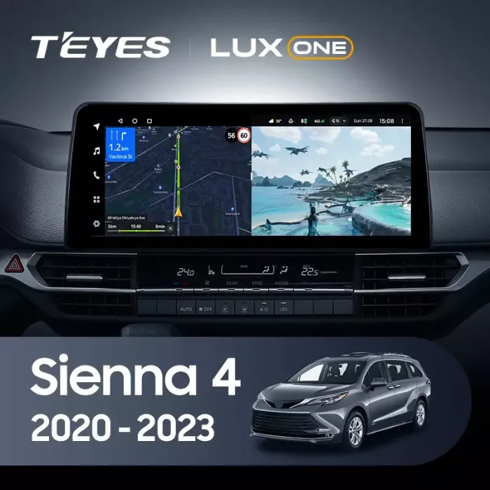 Магнитола для Toyota Sienna 4 XL40 2020-2024 - Teyes LUX ONE монитор 12.3" 2K QLED на Android 10, Быстрая, CarPlay, 4G SIM-слот