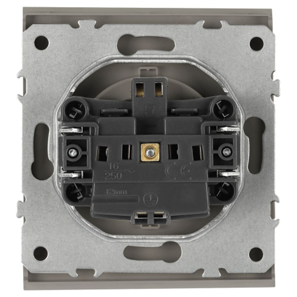 Розетка ЭРА Arktik 16-2103-07 с заземлением 2P+E Schuko со шторками с крышкой 16А-250В титан | Эра Arktik
