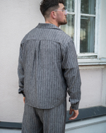 Рубашка "Linen stripe" черная