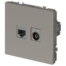 Розетка ЭРА Galaxy 15-3110-07 комбинированная RJ45+TV IP20 титан | Эра Galaxy