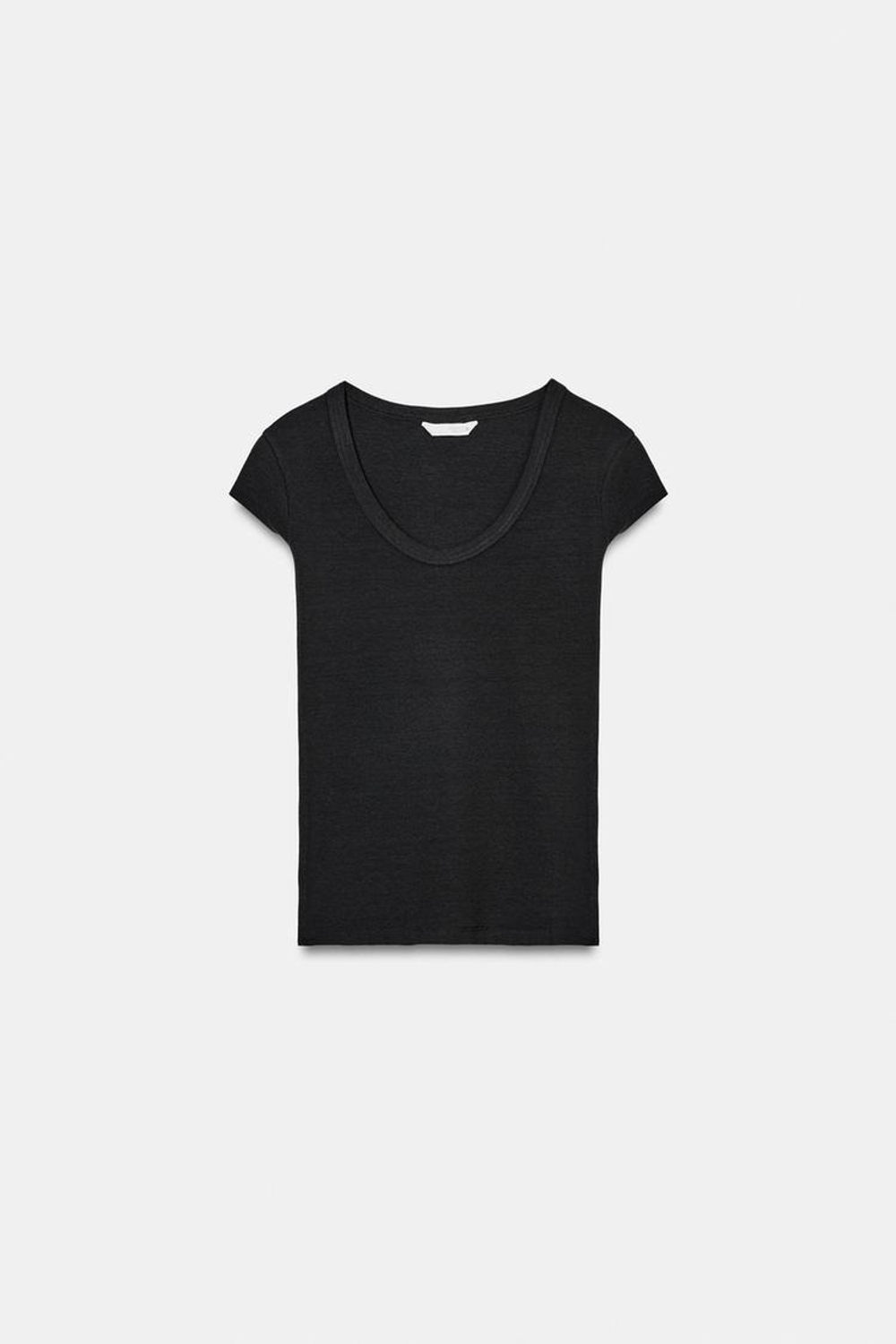 ZARA ФУТБОЛКА С ШИРОКИМ ВЫРЕЗОМ, УГОЛЬНЫЙ