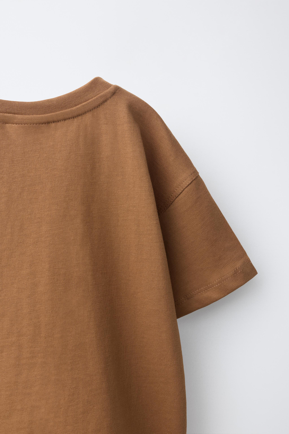 ZARA ФУТБОЛКА С НАДПИСЬЮ, СВЕТЛО-КОРИЧНЕВЫЙ