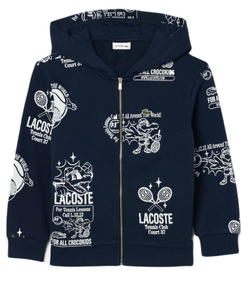 Кофта для мальчика теннисная Lacoste Graphic Print Jogger Hoodie - navy blue/white