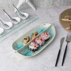 Блюдо овальное 32,8*15 см h4,5 см менажница 2 секции Sea Blue Frutti di Mare P.L. [1]