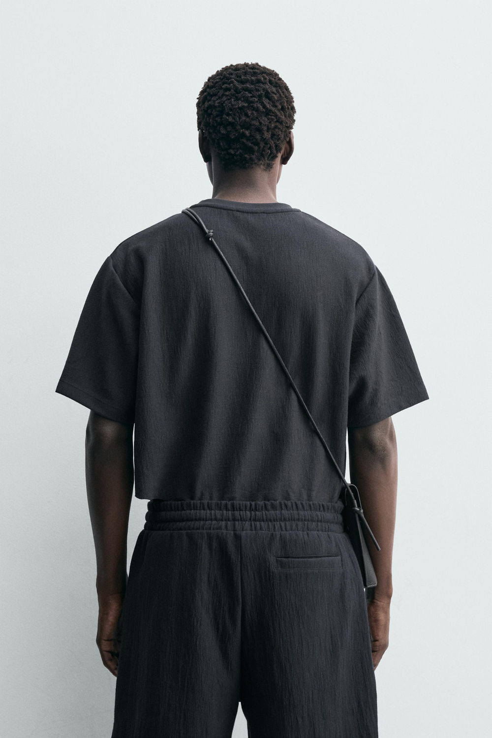 ZARA ФУТБОЛКА RELAXED FIT ИЗ РЕЛЬЕФНОЙ ТКАНИ, СТАЛЬНОЙ СИНИЙ