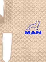 Ковры MAN TGX (автомат, механика) (экокожа, бежевый, бежевый кант, синяя вышивка)