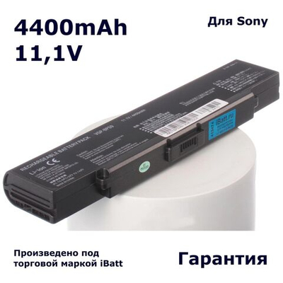 Аккумулятор iBatt 4400mAh, для VGN-NR31ZR VGN-NR31ER VGN-NR21SR PCG-7115P VGN-NR11SR VGN-SZ760 VGN-CR510E