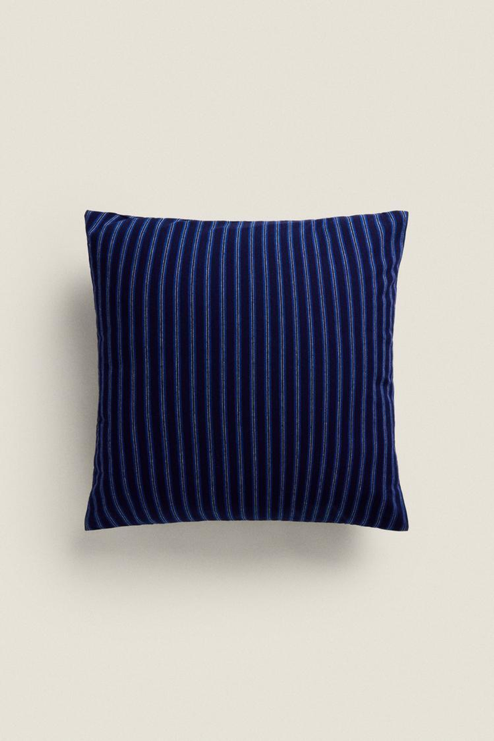 ZARA HOME ЧЕХОЛ НА ПОДУШКУ С КОНТРАСТНОЙ ПОЛОСКОЙ, СИНИЙ