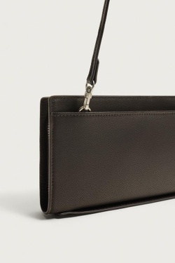 ZARA СУМКА-КОШЕЛЕК С РЕЛЬЕФНОЙ ТЕКСТУРОЙ XL, КОРИЧНЕВЫЙ