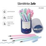 Ручка шарик. 0,5мм. синяя "SlimWrite Zefir" 4цв.корпуса (BrunoVisconti)