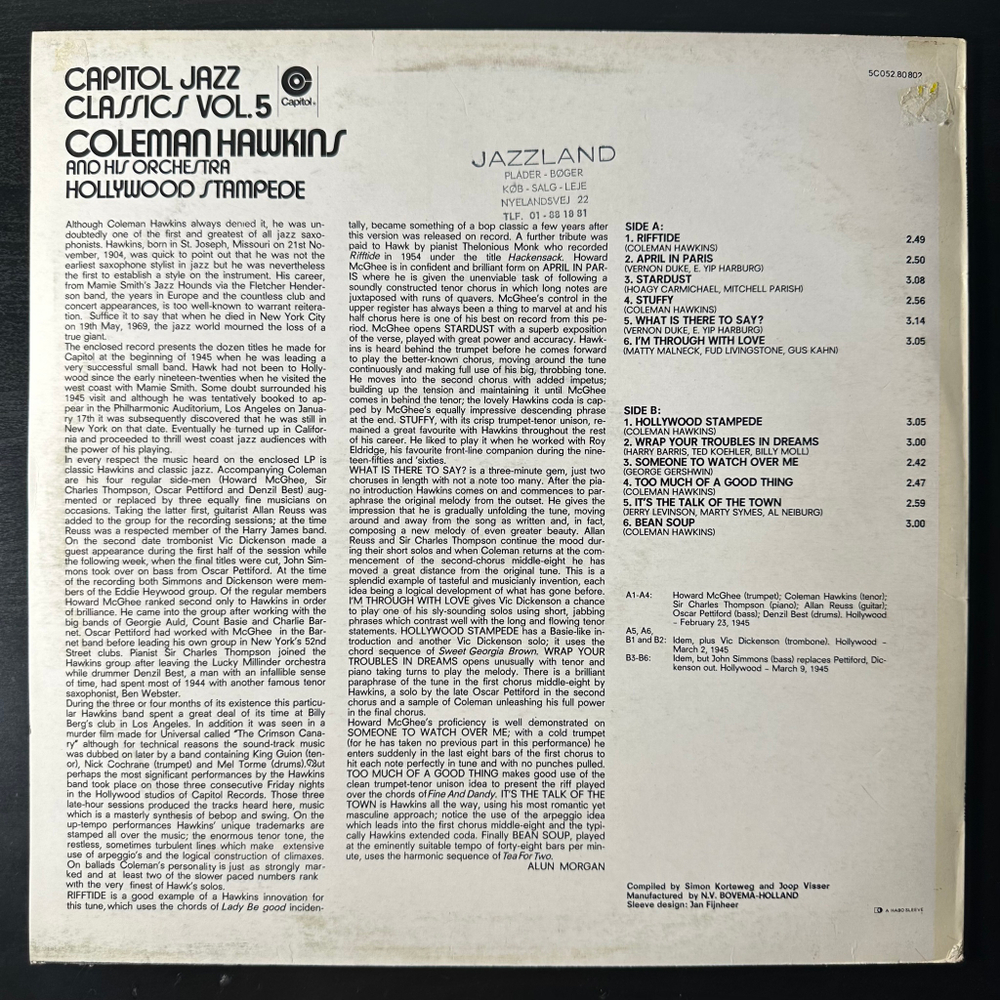 Coleman Hawkins And His Orchestra ‎– Hollywood Stampede (Голландия 1972г.)