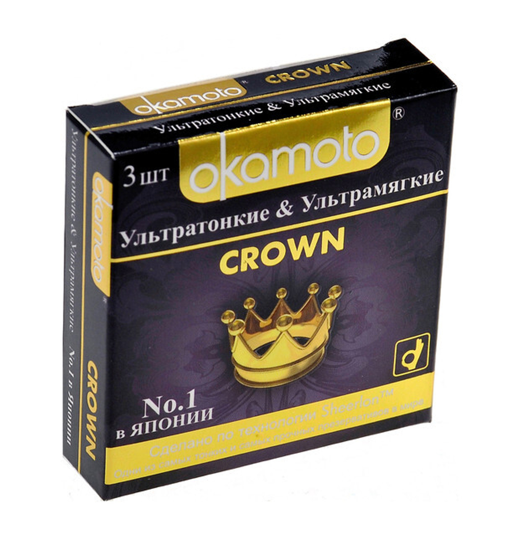 Ультра-тонкие и ультра-мягкие презервативы OKAMOTO Crown, (3 шт) (Цвет: телесный)