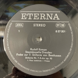 Винтажная виниловая пластинка LP Rudolf Kempe, Staatskapelle Dresden, Ludwig van Beethoven, Бетховен, Probe zur 7. Симфония Sinfonie von Beethoven (ГДР 1979)