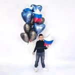 Воздушный шар (21''/53 см) Звезда, Триколор, 1 шт.